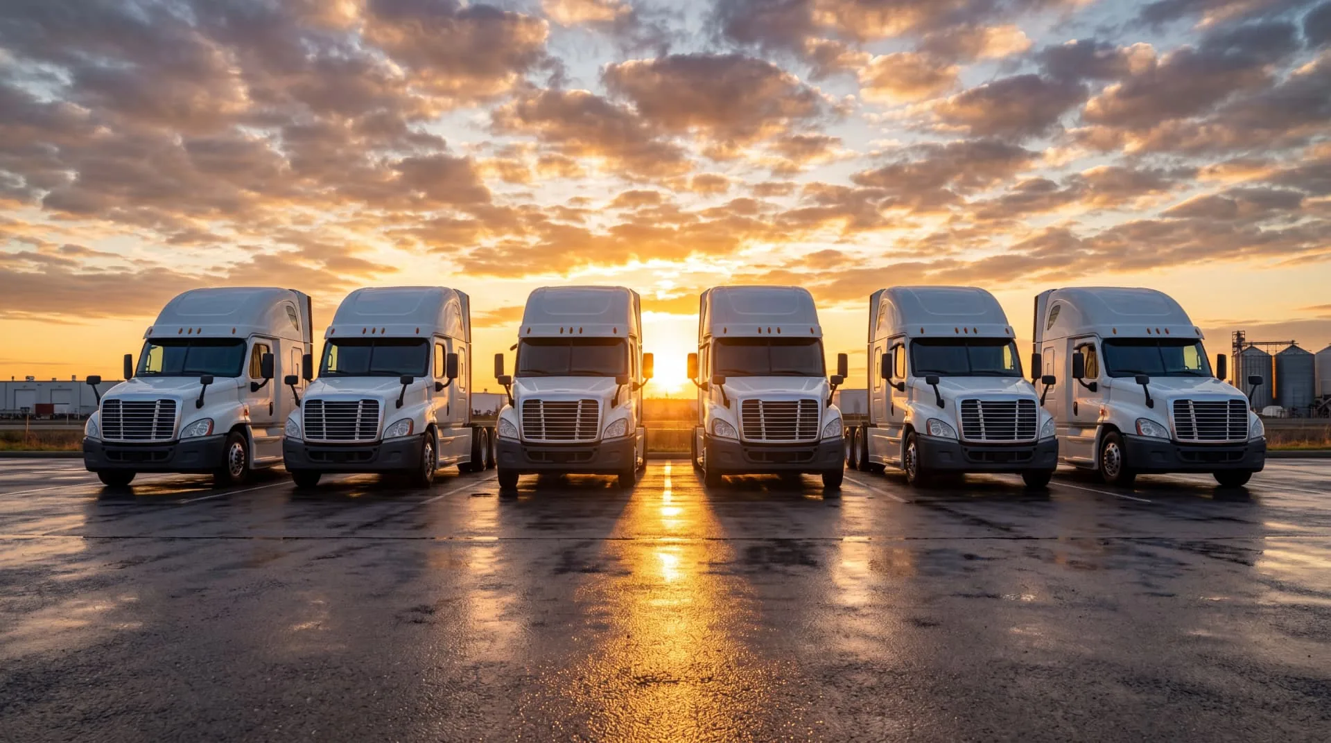 Row of semi trucks