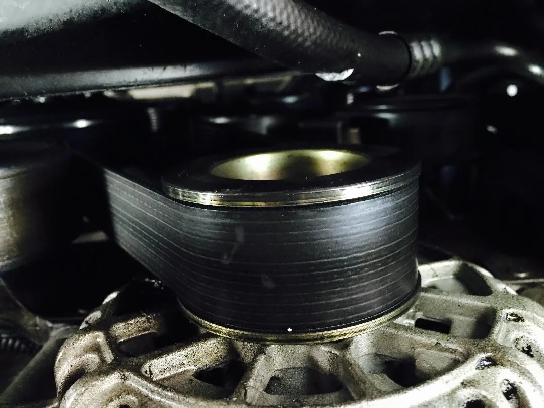 Worn serpentine belt at Scott's Auto Repair in West Columbia, SC