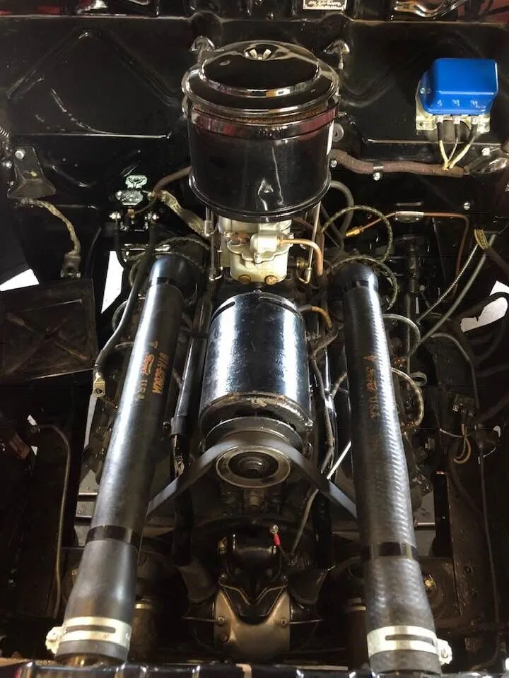 Restored classic engine in the shop at Scott's Auto Repair in West Columbia, SC