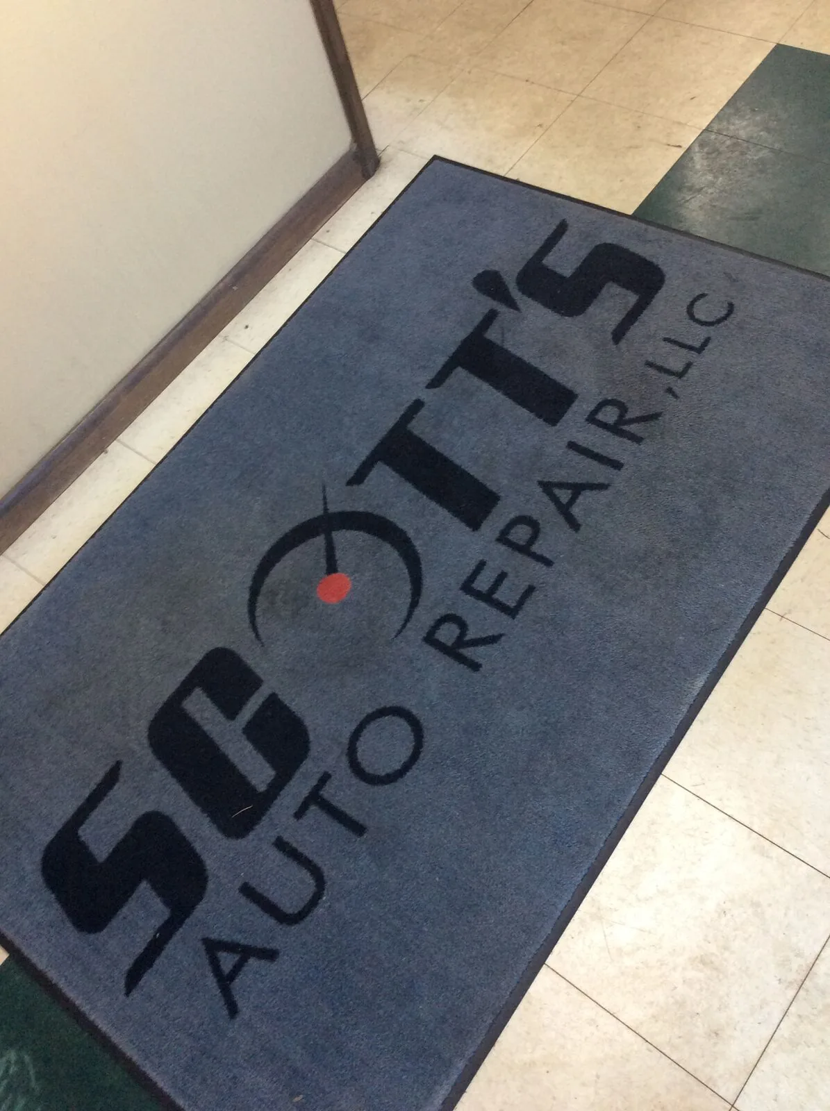 Scott's Auto Repair LLC welcome mat at the shop in West Columbia, SC