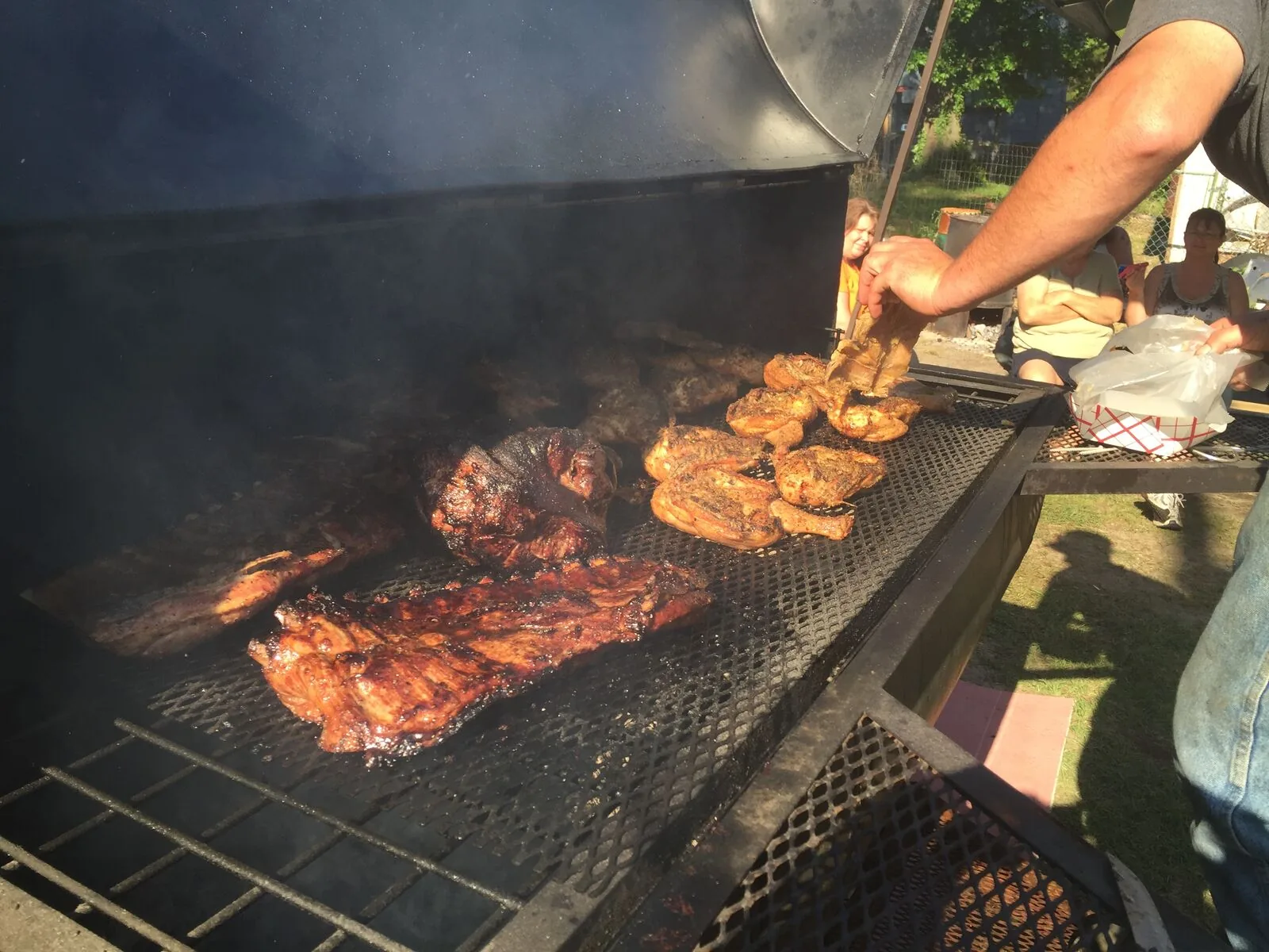 Cookout grill at a Scott's Auto Repair gathering in West Columbia, SC